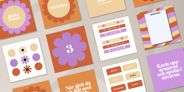 Färgsprakande och motiverande klistermärken i retrostil